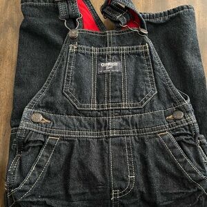 OshKosh B'gosh Dark Denim Overalls with Red Lining